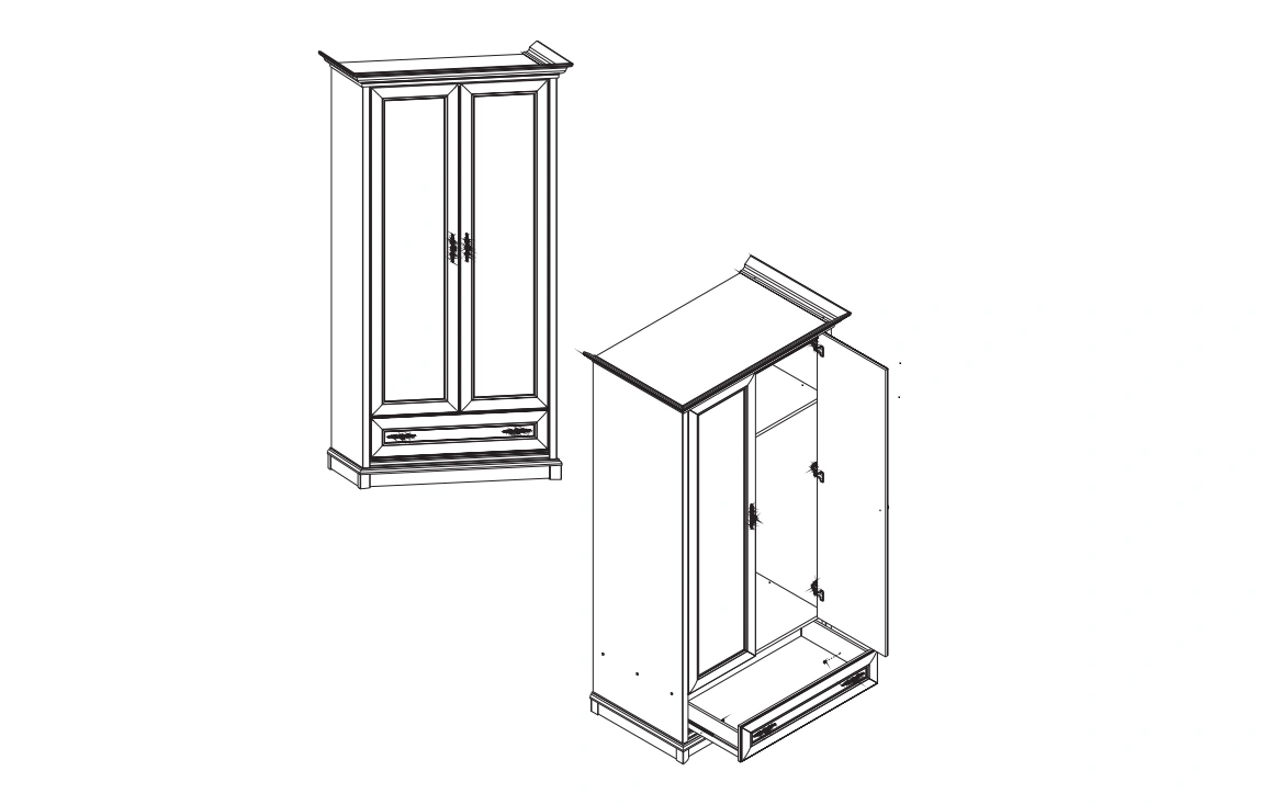 Classic wardrobe SONATA 2D/1S